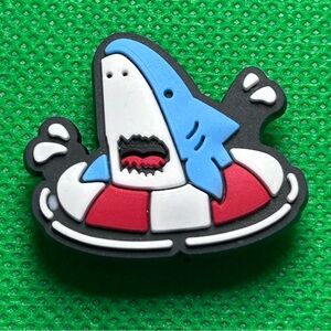 🌼 (5/$10 or 10/$15) NEW “Cool Shark” Croc Charm Collection Shark in a floaty